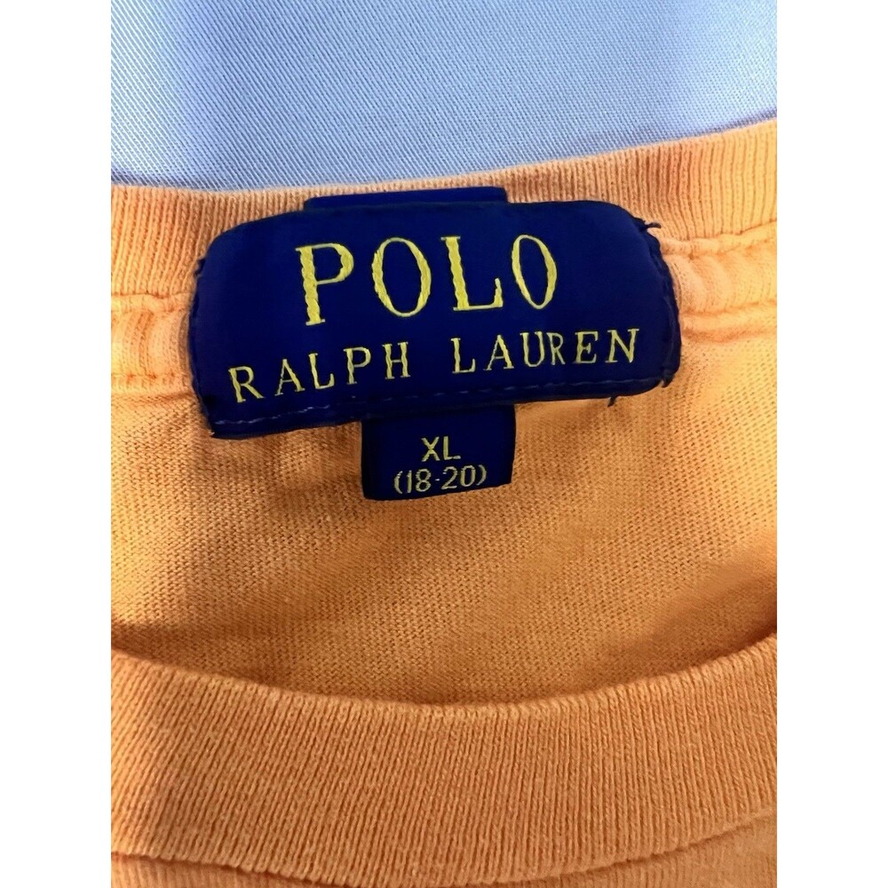 Polo Ralph Lauren Boy's Size XL Orange w/ Aqua Logo Short Sleeve T-Shirt Tee - Picture 4 of 7